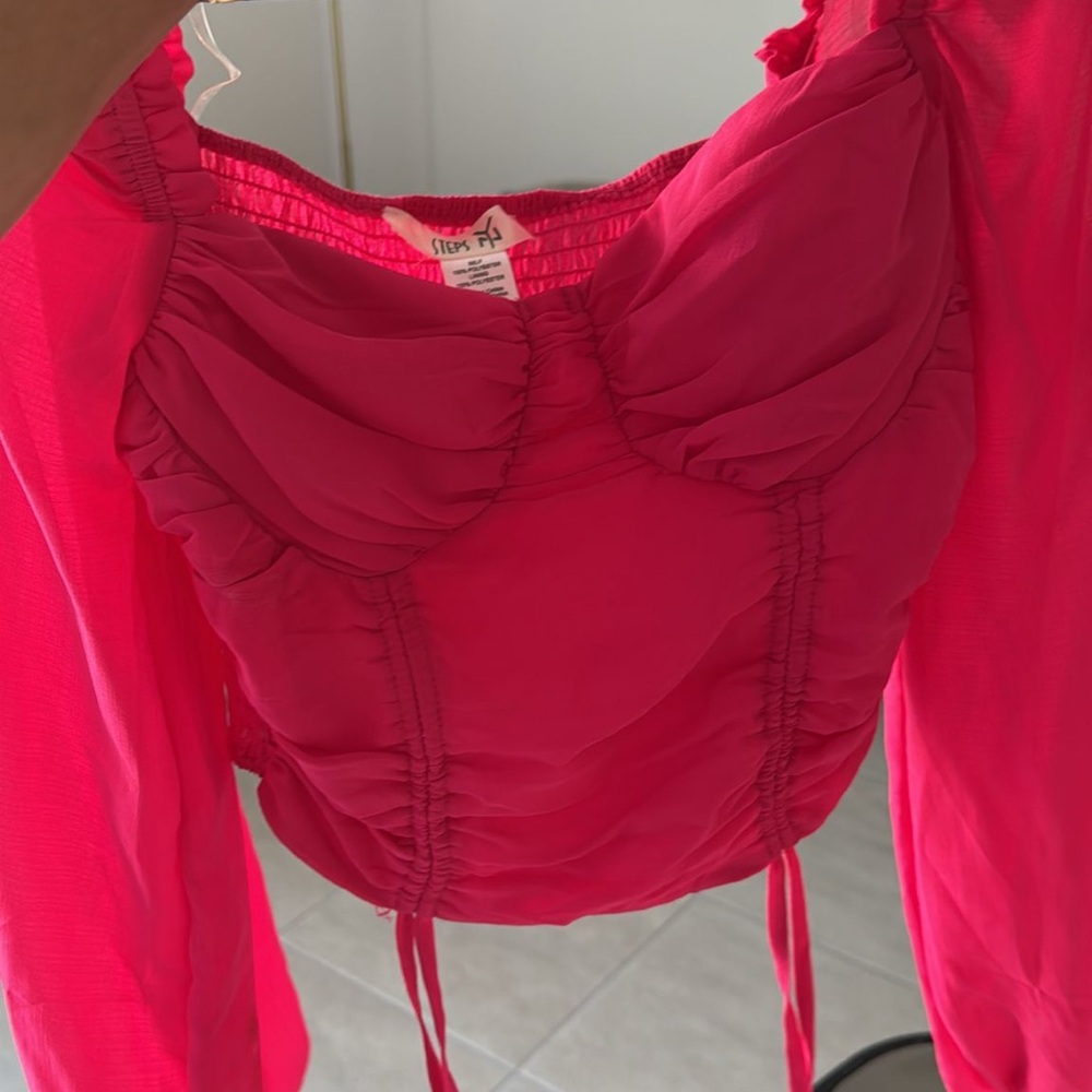 Vibrant Pink Ruched Blouse